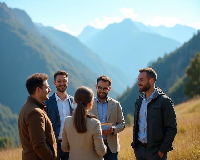 Corporate team building retreat in mountain setting